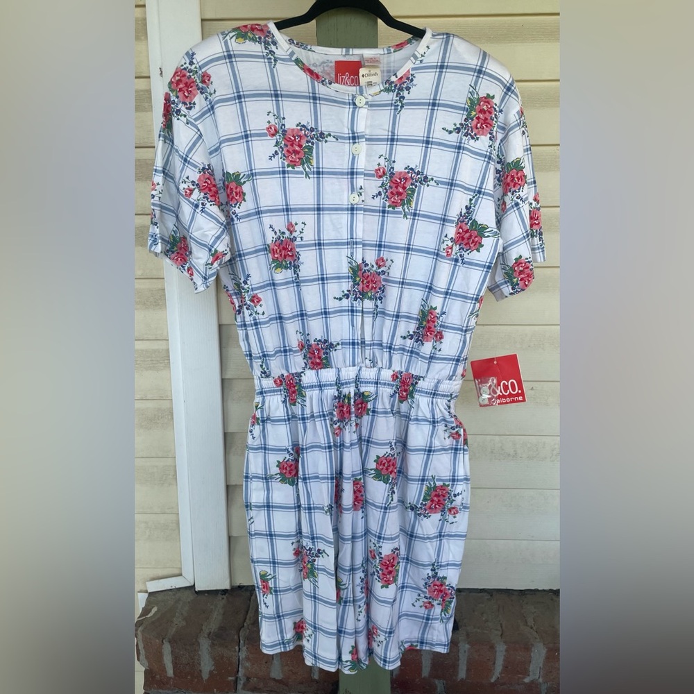 Vtg NWT Liz & Co Liz Claiborne Floral Romper Sz Large